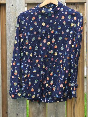 ETHERIAL Zara Basics Hot Air Balloon Blouse Women's Size Large Button Down